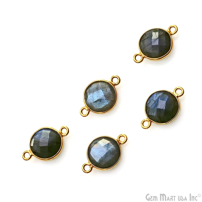 Rings GemMartUSA Round 10mm Double Bail Gold Plated Gemstone Bezel Connector