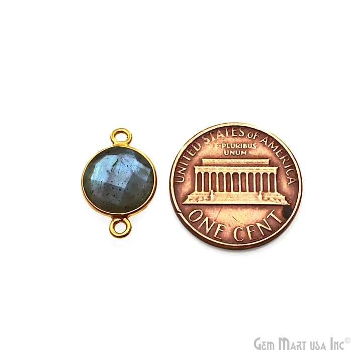 Rings GemMartUSA Round 10mm Double Bail Gold Plated Gemstone Bezel Connector