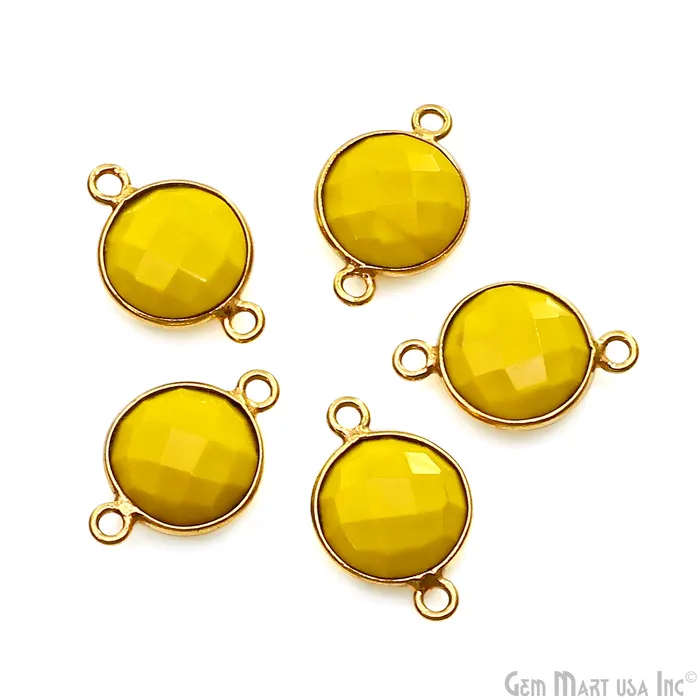 Rings GemMartUSA Round 10mm Double Bail Gold Plated Gemstone Bezel Connector