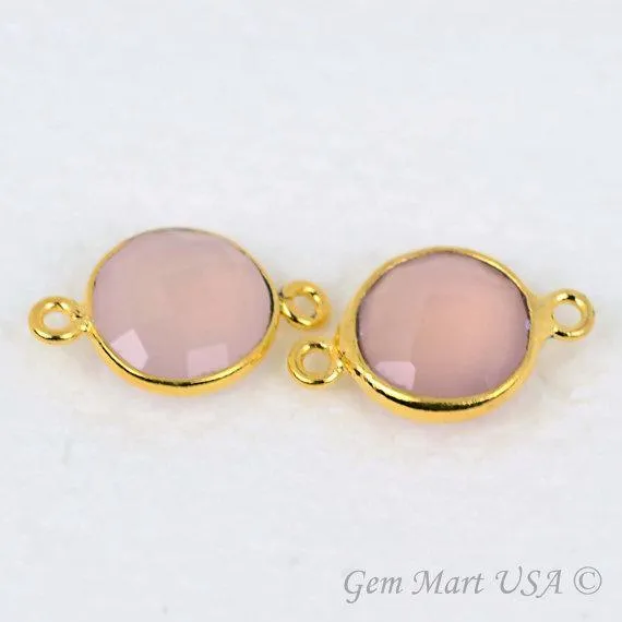 Rings GemMartUSA Round 10mm Double Bail Gold Plated Gemstone Bezel Connector
