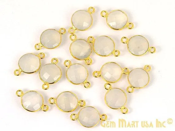 Rings GemMartUSA Round 10mm Double Bail Gold Plated Gemstone Bezel Connector