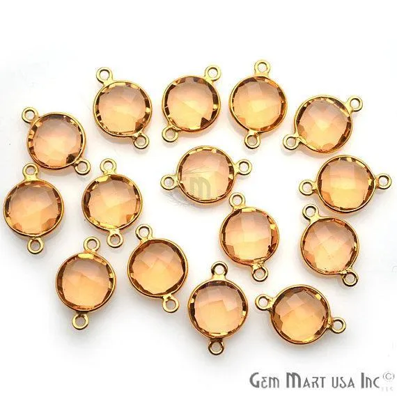 Rings GemMartUSA Round 10mm Double Bail Gold Plated Gemstone Bezel Connector