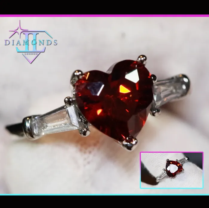 Rings Heart Ring Red Diamond Heart Ring Heart Shape Ring Diamond Heart Ring Lab Diamonds London