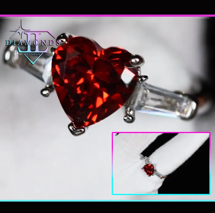 Rings Heart Ring Red Diamond Heart Ring Heart Shape Ring Diamond Heart Ring Lab Diamonds London