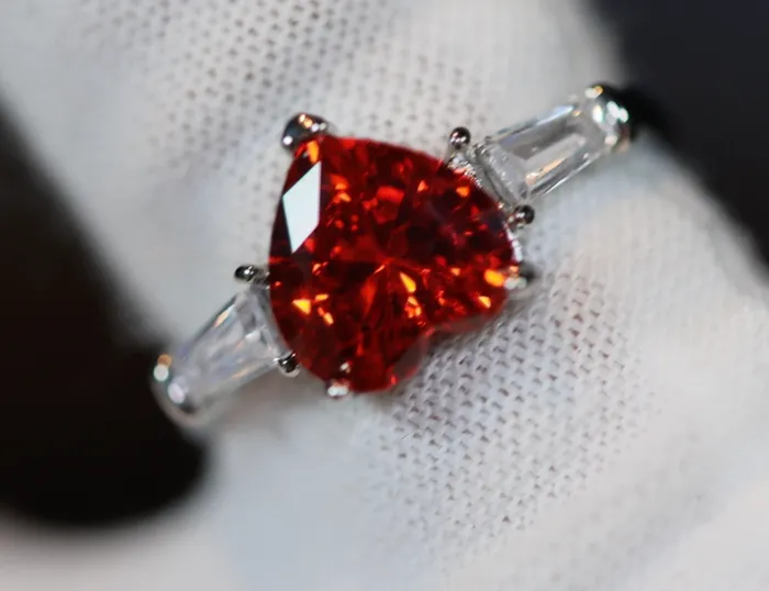 Rings Heart Ring Red Diamond Heart Ring Heart Shape Ring Diamond Heart Ring Lab Diamonds London
