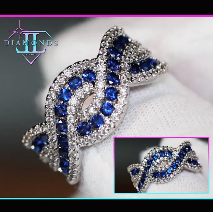 Rings Lab Diamonds London Blue Diamond Ring Blue Diamond Rings Womens Blue Diamond Ring Mens Diamond Wedding Ring Womens Baguette Ring Infinity Ring