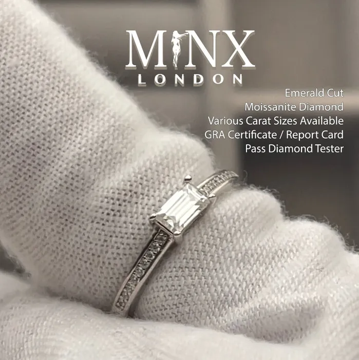 Rings Minx London Womens Moissanite Diamond Engagement Ring 05 CT Ring Emerald Cut Diamond Engagement Ring Diamond Wedding Ring Moissanite Ring Rings Minx London Womens Moissanite Diamond Engagement Ring 05 CT Ring Emerald Cut Diamond Engagement Ring Diamond Wedding Ring Moissanite Ring