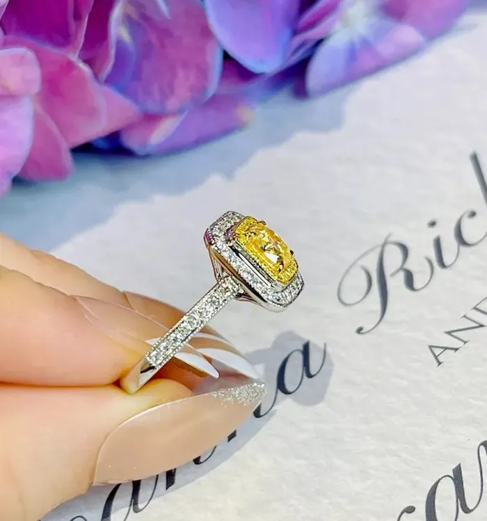 Rings Minx London Yellow Diamond Ring Yellow Diamond Engagement Rings Canary Yellow Diamond Ring Baguette Ring Womens Engagement Ring Halo Ring