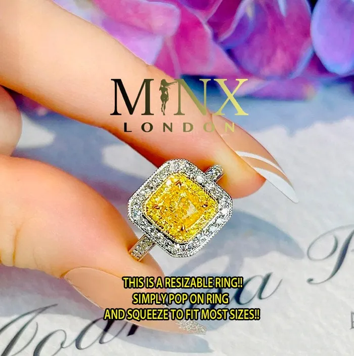 Rings Minx London Yellow Diamond Ring Yellow Diamond Engagement Rings Canary Yellow Diamond Ring Baguette Ring Womens Engagement Ring Halo Ring