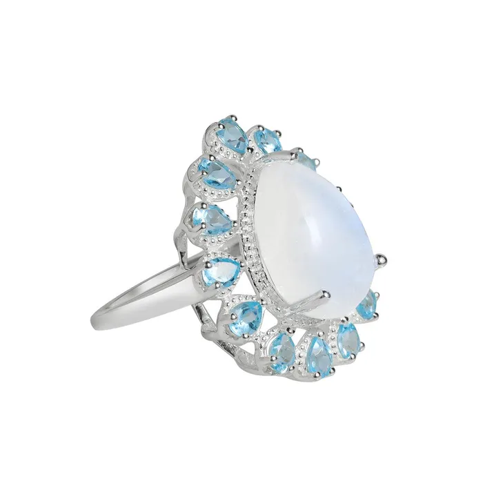Rings Moonstone Swiss Blue Topaz Solid 925 Sterling Silver Statement Ring YoTreasure Rings Moonstone Swiss Blue Topaz Solid 925 Sterling Silver Statement Ring YoTreasure