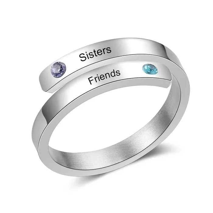 Rings Personalized Couple Wrap Ring Two Custom Names Two Custom Birthstone Engraved Rings customjewelryan Rings Personalized Couple Wrap Ring Two Custom Names Two Custom Birthstone Engraved Rings customjewelryan