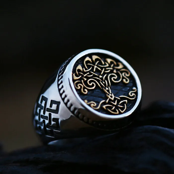 Rings Tree Of Life Golden Ring YMORL Official Store