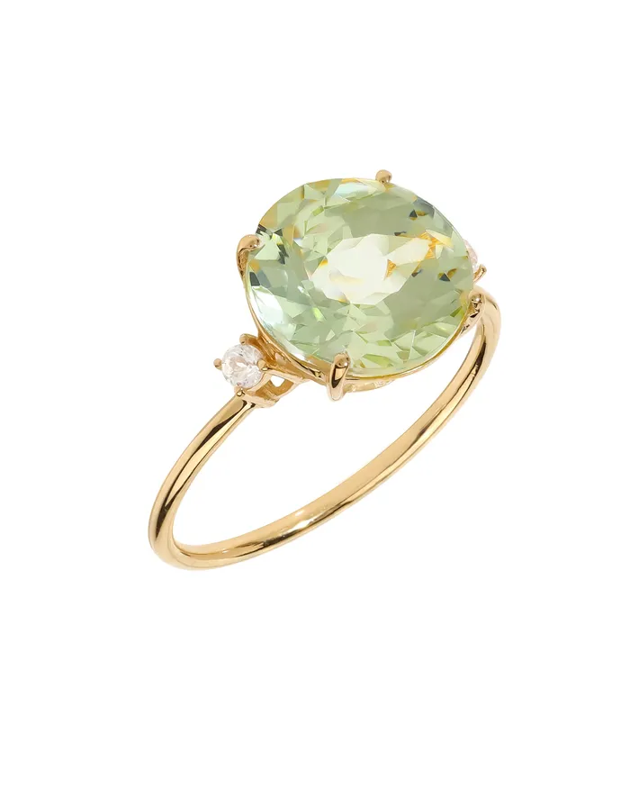 Rings YoTreasure 310 Ct Green Amethyst Solid 14k Yellow Gold Ring Jewelry