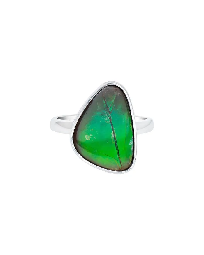 Rings YoTreasure 755 Ct Ammolite Solid 925 Sterling Silver Ring Jewelry