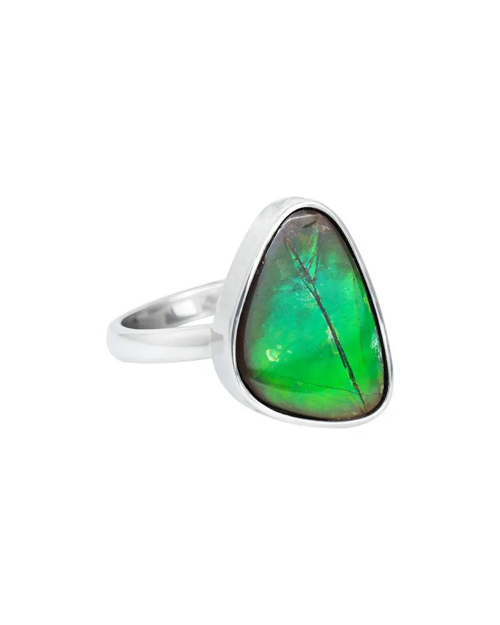 Rings YoTreasure 755 Ct Ammolite Solid 925 Sterling Silver Ring Jewelry