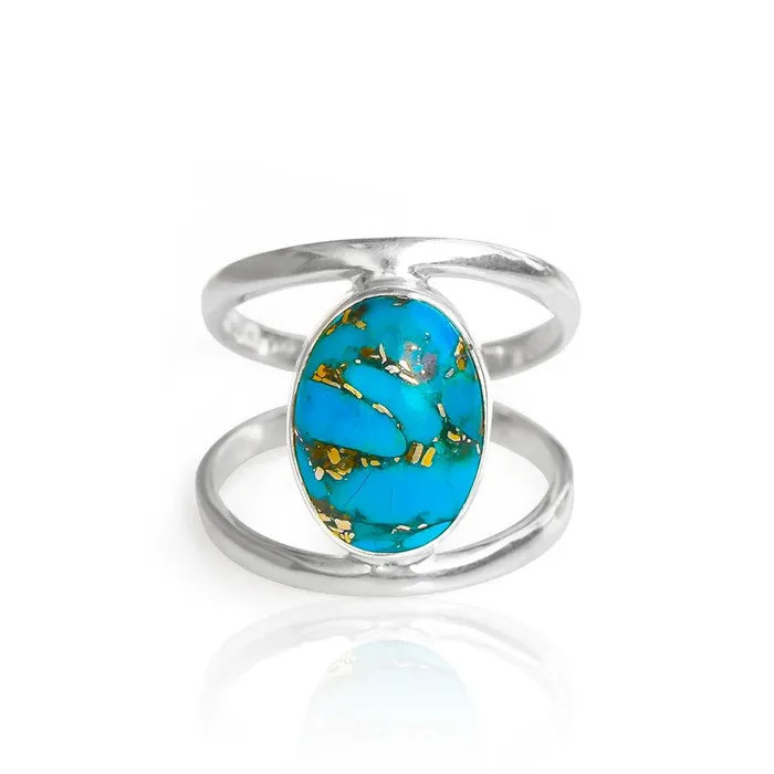 Rings YoTreasure Blue Copper Turquoise Solid 925 Sterling Silver Bypass Ring Jewelry Rings YoTreasure Blue Copper Turquoise Solid 925 Sterling Silver Bypass Ring Jewelry