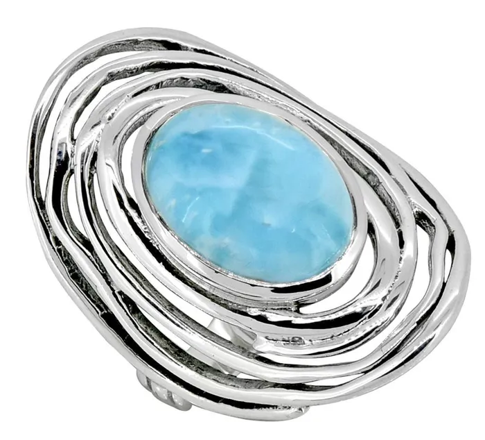 Rings YoTreasure Larimar Gemstone 925 Sterling Silver Ring