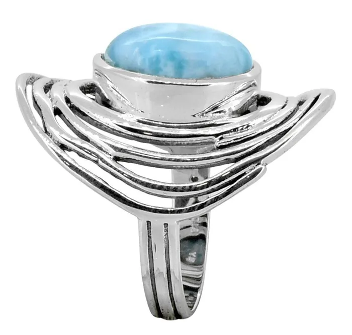 Rings YoTreasure Larimar Gemstone 925 Sterling Silver Ring