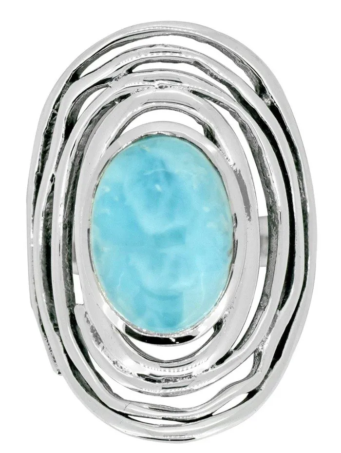 Rings YoTreasure Larimar Gemstone 925 Sterling Silver Ring
