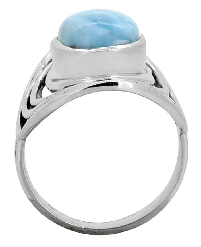 Rings YoTreasure Larimar Gemstone 925 Sterling Silver Ring