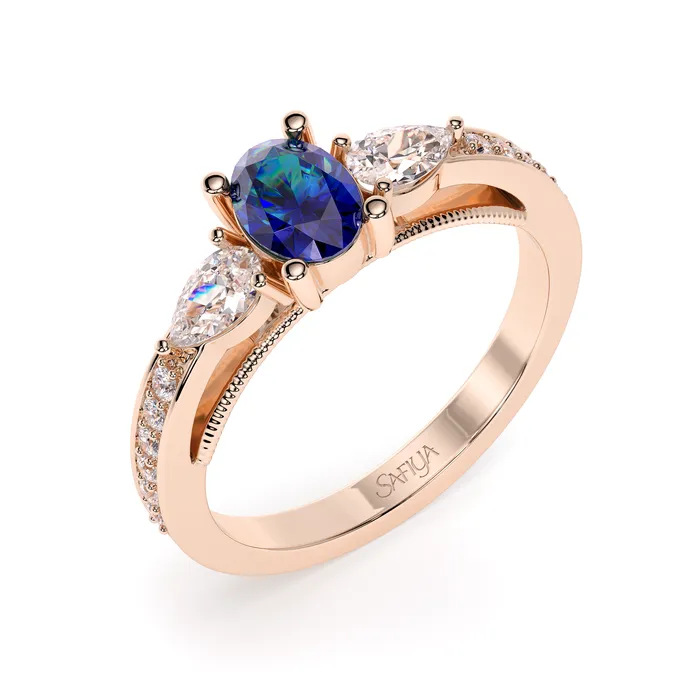 Safiya Jewels Natural Symmetry Custom 18K Rose Gold Natural Alexandrite Ring Rings Safiya Jewels Natural Symmetry Custom 18K Rose Gold Natural Alexandrite Ring Rings