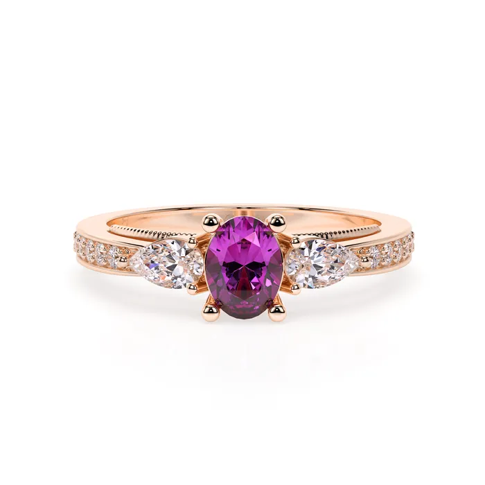 Safiya Jewels Natural Symmetry Custom 18K Rose Gold Natural Alexandrite Ring Rings