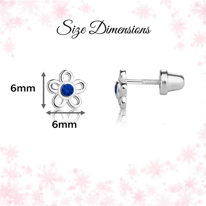Sterling Silver Clear Outline Daisy Earrings for Little Girls Cherished Moments Earrings
