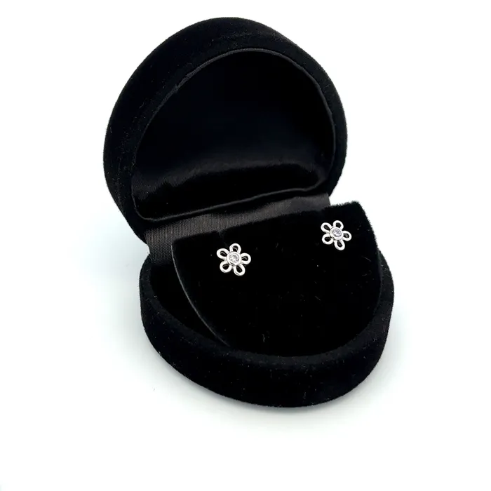 Sterling Silver Clear Outline Daisy Earrings for Little Girls Cherished Moments Earrings