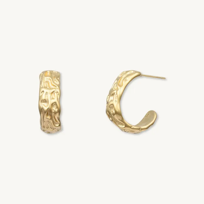 Sylvia Molten Huggie Earrings Camile Stone Earrings