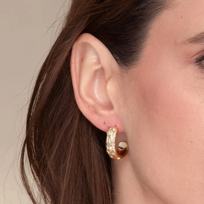 Sylvia Molten Huggie Earrings Camile Stone Earrings