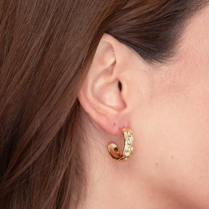 Sylvia Molten Huggie Earrings Camile Stone Earrings