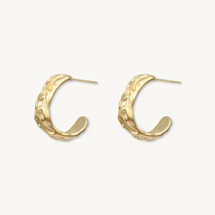 Sylvia Molten Huggie Earrings Camile Stone Earrings