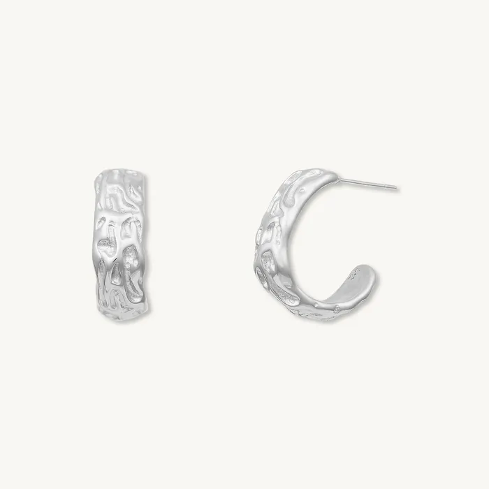 Sylvia Molten Huggie Earrings Camile Stone Earrings