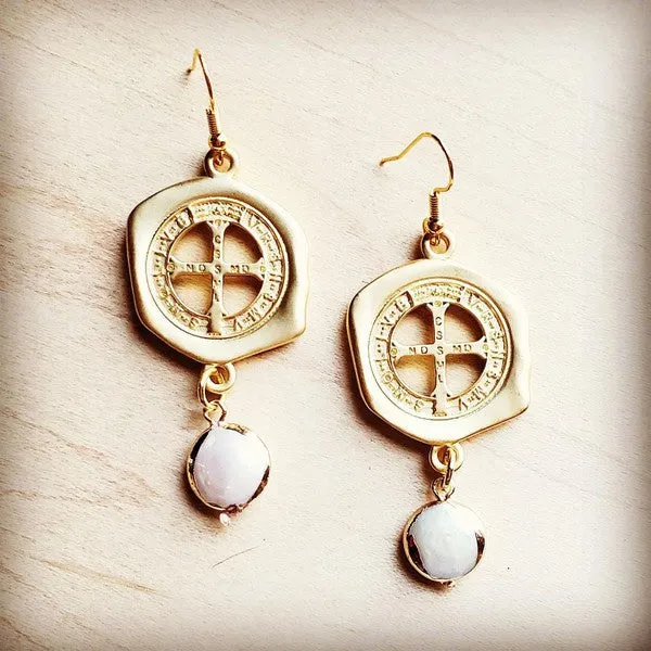 The Jewelry Junkie Matte Gold Earrings with Freshwater Pearl Dangle Earrings