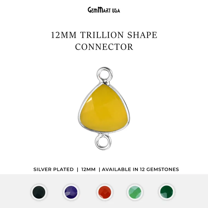 Trillion 12mm Double Bail Silver Bezel Gemstone Connector GemMartUSA Rings