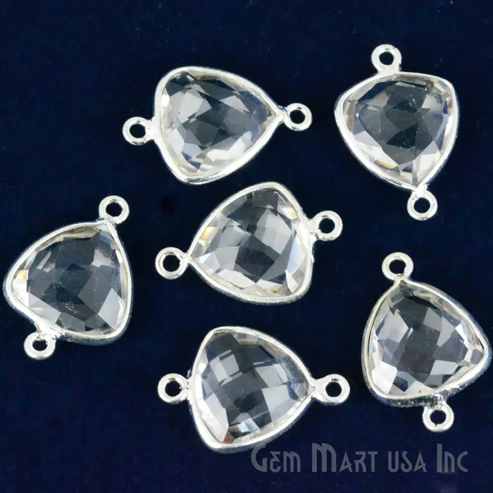 Trillion 12mm Double Bail Silver Bezel Gemstone Connector GemMartUSA Rings