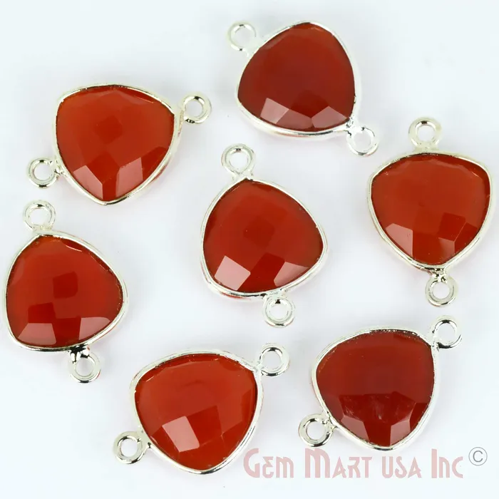 Trillion 12mm Double Bail Silver Bezel Gemstone Connector GemMartUSA Rings