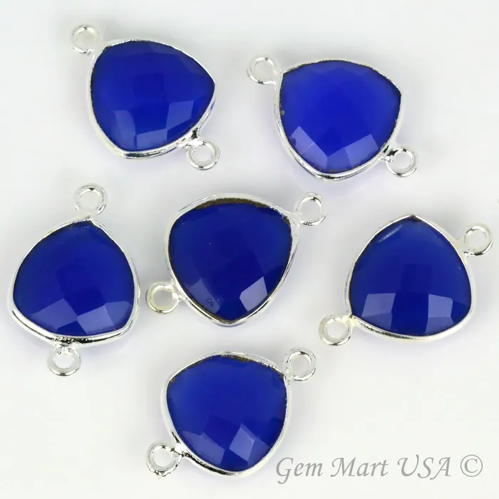 Trillion 12mm Double Bail Silver Bezel Gemstone Connector GemMartUSA Rings