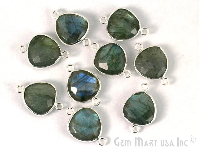 Trillion 12mm Double Bail Silver Bezel Gemstone Connector GemMartUSA Rings