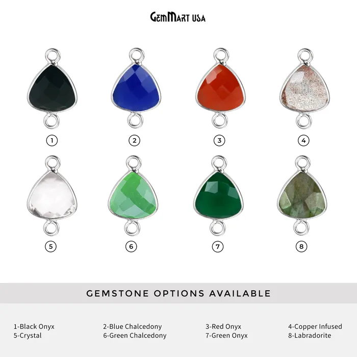 Trillion 12mm Double Bail Silver Bezel Gemstone Connector GemMartUSA Rings