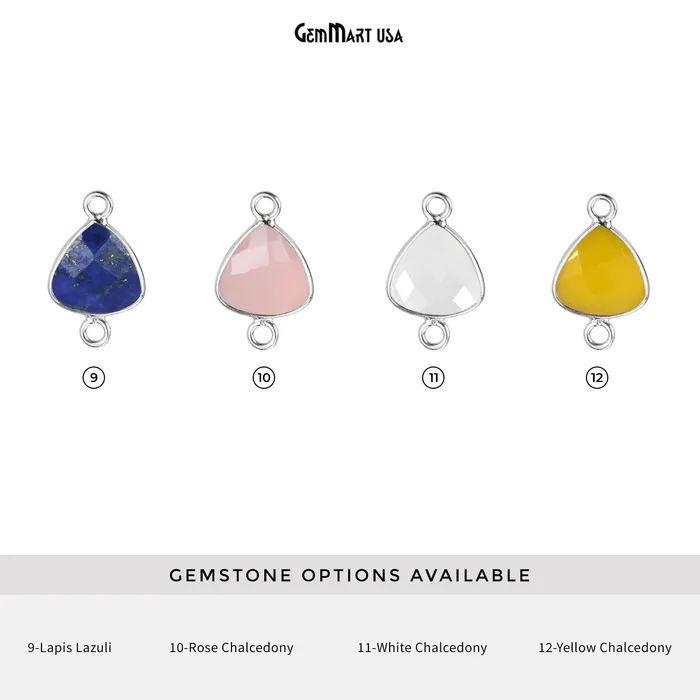 Trillion 12mm Double Bail Silver Bezel Gemstone Connector GemMartUSA Rings