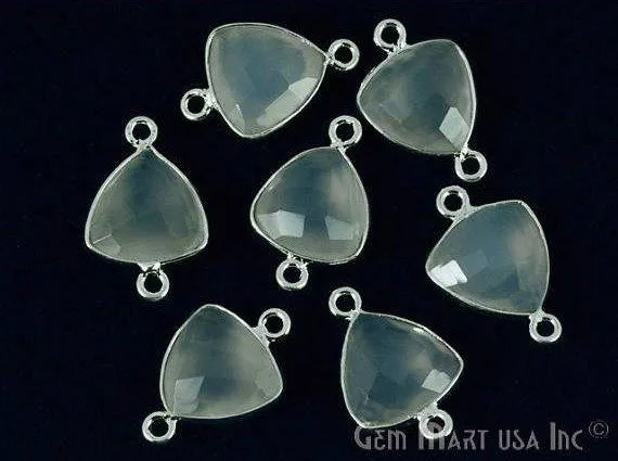 Trillion 12mm Double Bail Silver Bezel Gemstone Connector GemMartUSA Rings