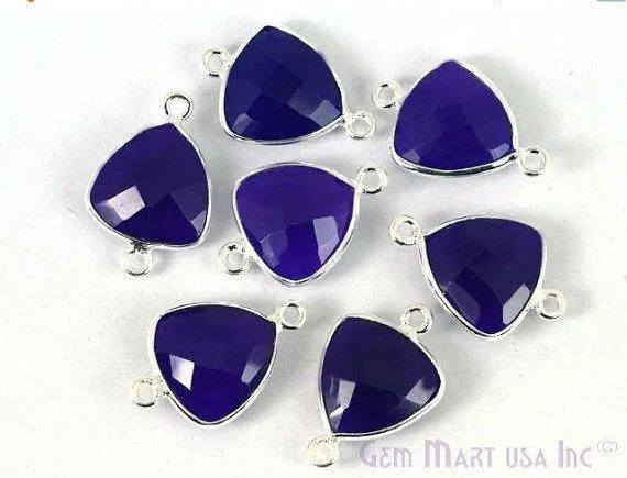 Trillion 12mm Double Bail Silver Bezel Gemstone Connector GemMartUSA Rings