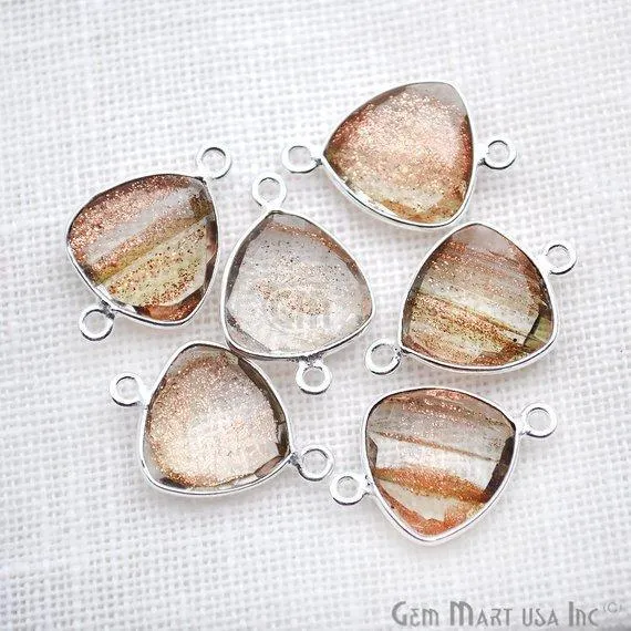 Trillion 12mm Double Bail Silver Bezel Gemstone Connector GemMartUSA Rings