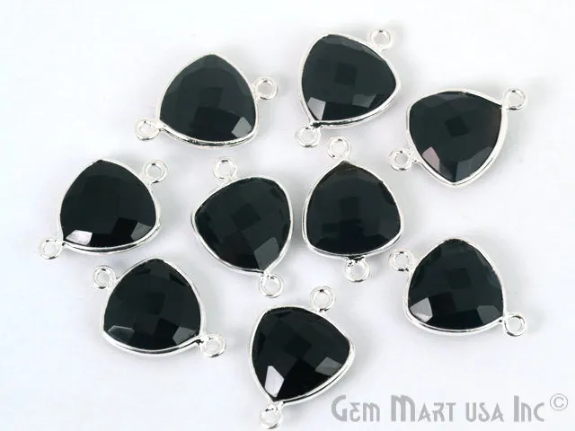 Trillion 12mm Double Bail Silver Bezel Gemstone Connector GemMartUSA Rings