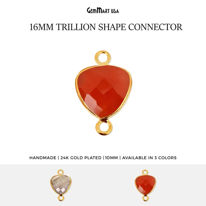 Trillion 16mm Double Bail Gold Bezel Gemstone Connector GemMartUSA PreStyled Sets Trillion 16mm Double Bail Gold Bezel Gemstone Connector GemMartUSA PreStyled Sets