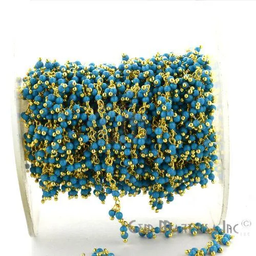 Turquoise Faceted Beads Gold Wire Wrapped Cluster Rosary Chain GemmartUSA Charm Necklaces Turquoise Faceted Beads Gold Wire Wrapped Cluster Rosary Chain GemmartUSA Charm Necklaces