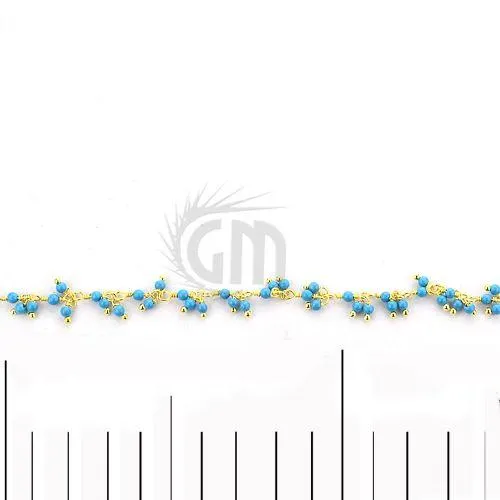 Turquoise Faceted Beads Gold Wire Wrapped Cluster Rosary Chain GemmartUSA Charm Necklaces Turquoise Faceted Beads Gold Wire Wrapped Cluster Rosary Chain GemmartUSA Charm Necklaces