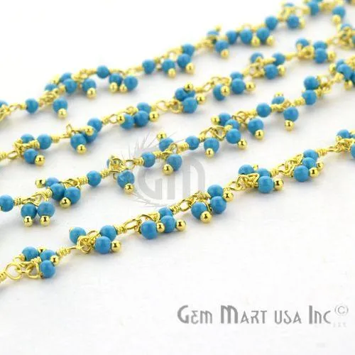 Turquoise Faceted Beads Gold Wire Wrapped Cluster Rosary Chain GemmartUSA Charm Necklaces Turquoise Faceted Beads Gold Wire Wrapped Cluster Rosary Chain GemmartUSA Charm Necklaces