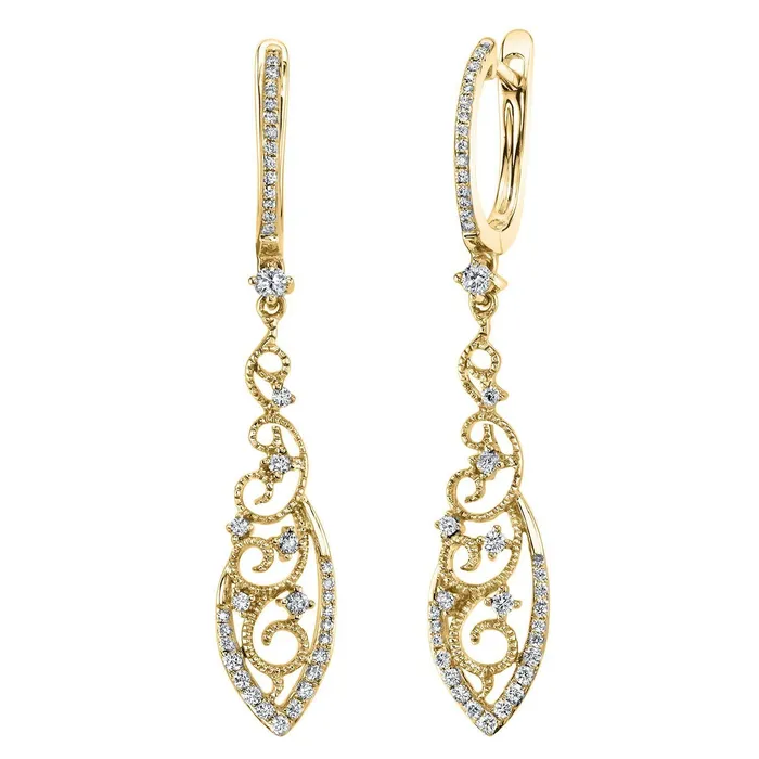 TVON 14K 050cttw VS White Diamond Lace Drop Earrings Earrings
